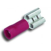 Clips femelle isolés rouges laiton 6.35 X 0.8mm pour fil section 0.34 à 1.5mm (boite de 100) 7251033 MECATRACTION B100SQA6.35