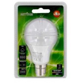 Ampoule LED 8W ronde globe A60 culot baionnette B22 blanc chaud 3000K 660lm 230V non-dimmable usage domestique NITYAM LDB-8W-943