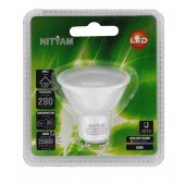 Ampoule LED 4W spot culot GU10 blanc chaud 3000K 300lm 230V avec protection non-dimmable usage domestique NITYAM LDSP-4W-920