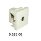 Prise TV plastron blanc 45X45mm sortie fiche coaxiale Ø 9.52mm femelle à encastrer ou à clipser EBENOID 032500