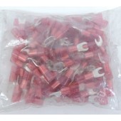Cosse à fourche rouge pour fil 10mm² partiellement isolé (sachet de 100) filetage M5 652C/5 KLAUKE 652C5