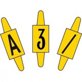 Vignette alu format 23x40mm jaune marquage noir chiffre 0 pour pancarte APR EDF CATU AF-0-J