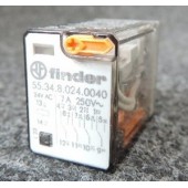 Relais industriel 4RT 7A 24V AC bouton test et indicateur mécanique FINDER 553480240040