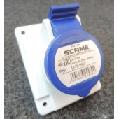 Prise socle 2P+T 16A bleue 6h 200-250V mono à encastrer IP44 Optima SOBEM SCAME 413.1663